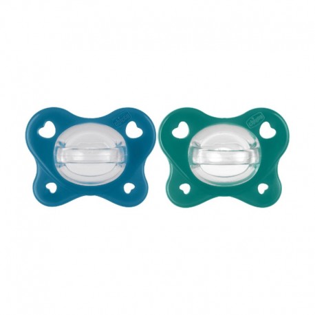 Πιπίλες Chicco όλο σιλικόνη PhysioForma® Dual Soft Σιέλ 16-36m, σετ των 2