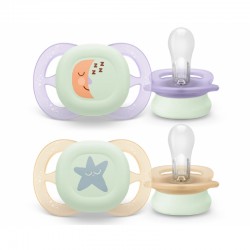 Σετ 2 πιπίλες νυκτός Philips Avent Ultra Start Nighttime 0-2m SCF075/17