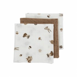 Σετ 3 λαβέτες από μουσελίνα Meyco Forest Animals Toffee