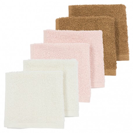 Σετ 6 λαβέτες πετσετέ Meyco Off-white/Soft Pink/Toffee