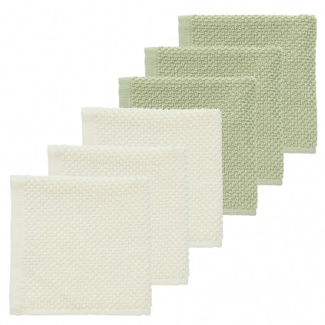 Σετ 6 λαβέτες popcorn Meyco Natural/Soft Olive