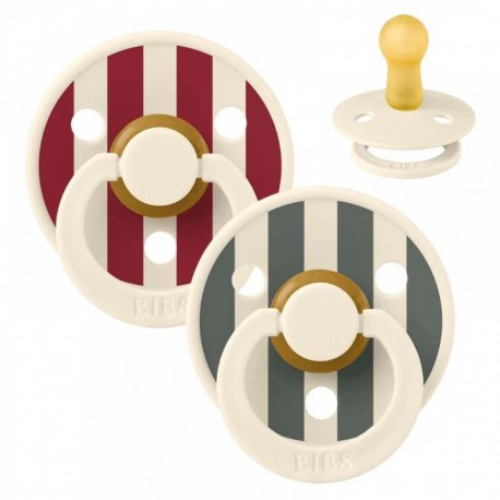 Πιπίλες Bibs® Studio Collection Block Ruby/Pine Στρογγυλή No2, σετ των 3