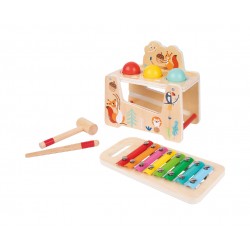 Ξύλινες μπάλες με σφυράκι και ξυλόφωνο TOOKY TOY Pound & Tap Bench