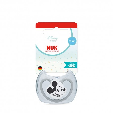 Πιπίλα Nuk® Perfect Match Air Disney Mickey Mouse Grey μέγεθος 1 (0-6m) με θήκη