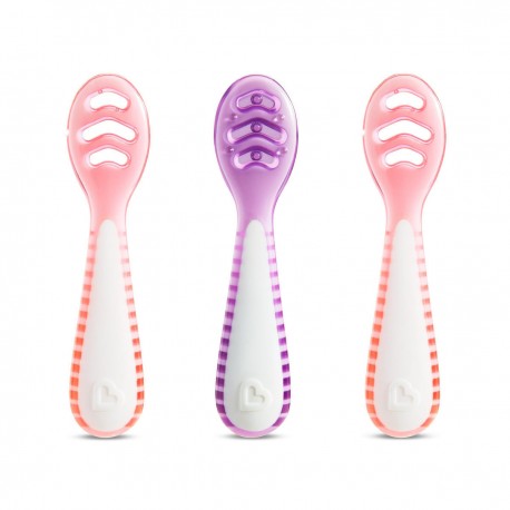 Σετ 3 εκπαιδευτικά κουτάλια 2 σταδίων Munchkin Gentle Dip™ Pink/Purple