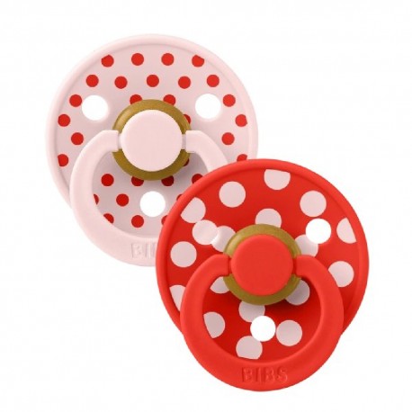 Πιπίλες Bibs Studio Collection Polka Dot Candy Apple/Blossom No1, σετ των 2