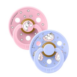 Πιπίλες Bibs x Moomins Dreaming Baby Pink/Hush Στρογγυλή No1, σετ των 3
