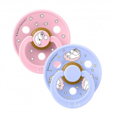 Πιπίλες Bibs x Moomins Dreaming Baby Pink/Hush Στρογγυλή No1, σετ των 3
