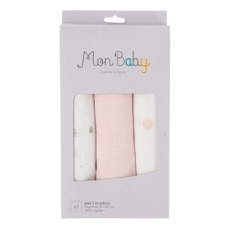 Σετ δώρου 3 πάνες αγκαλιάς Mon Baby Rainbows Pink 80x70 cm