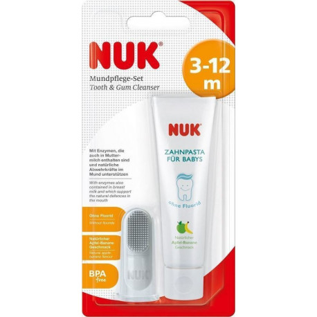 NUK® σετ στοματικής υγιεινής με οδοντόκρεμα και δακτυλική οδοντόβουρτσα