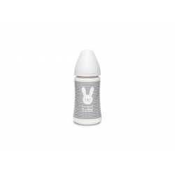 Suavinex μπιμπερό Hygge Baby Grey Whiskers με θηλή Round 270 ml 0M+