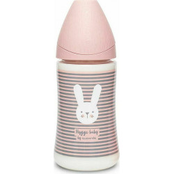 Suavinex μπιμπερό Hygge Baby Pink Whiskers με θηλή Round 270 ml 0M+