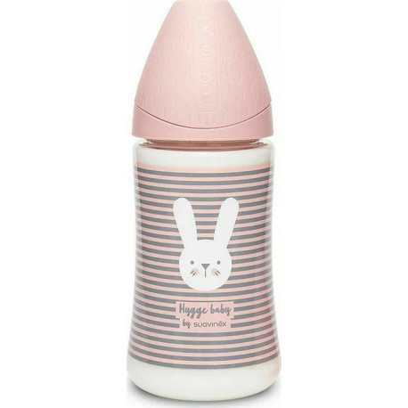 Suavinex μπιμπερό Hygge Baby Pink Whiskers με θηλή Round 270 ml 0M+