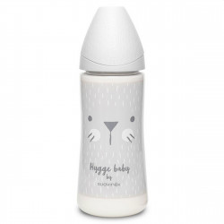 Suavinex μπιμπερό Hygge Baby Grey Whiskers με θηλή Round φαγητού 360 ml 4M+