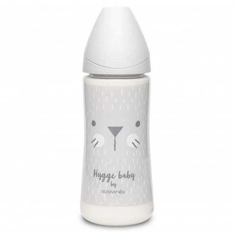 Suavinex μπιμπερό Hygge Baby Grey Whiskers με θηλή Round φαγητού 360 ml 4M+