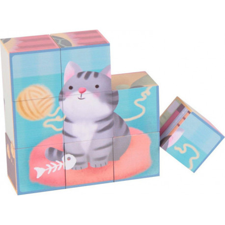 Ξύλινο παλζ με κύβους Classic world™ Pet Blocks Puzzle 9 τεμάχια