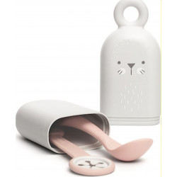 Suavinex σετ θήκη με κουτάλι και κλιπ πετσέτας On the Go Set Hygge Baby Pink